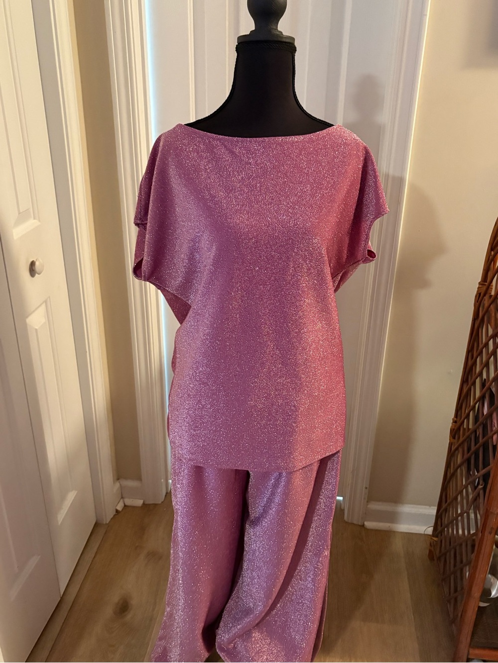Sparkle Pink Women’s Boatneck Pantsuit
